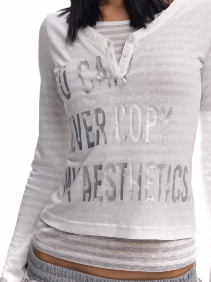 SHEER STRIPED FAUX LAYERED TOP