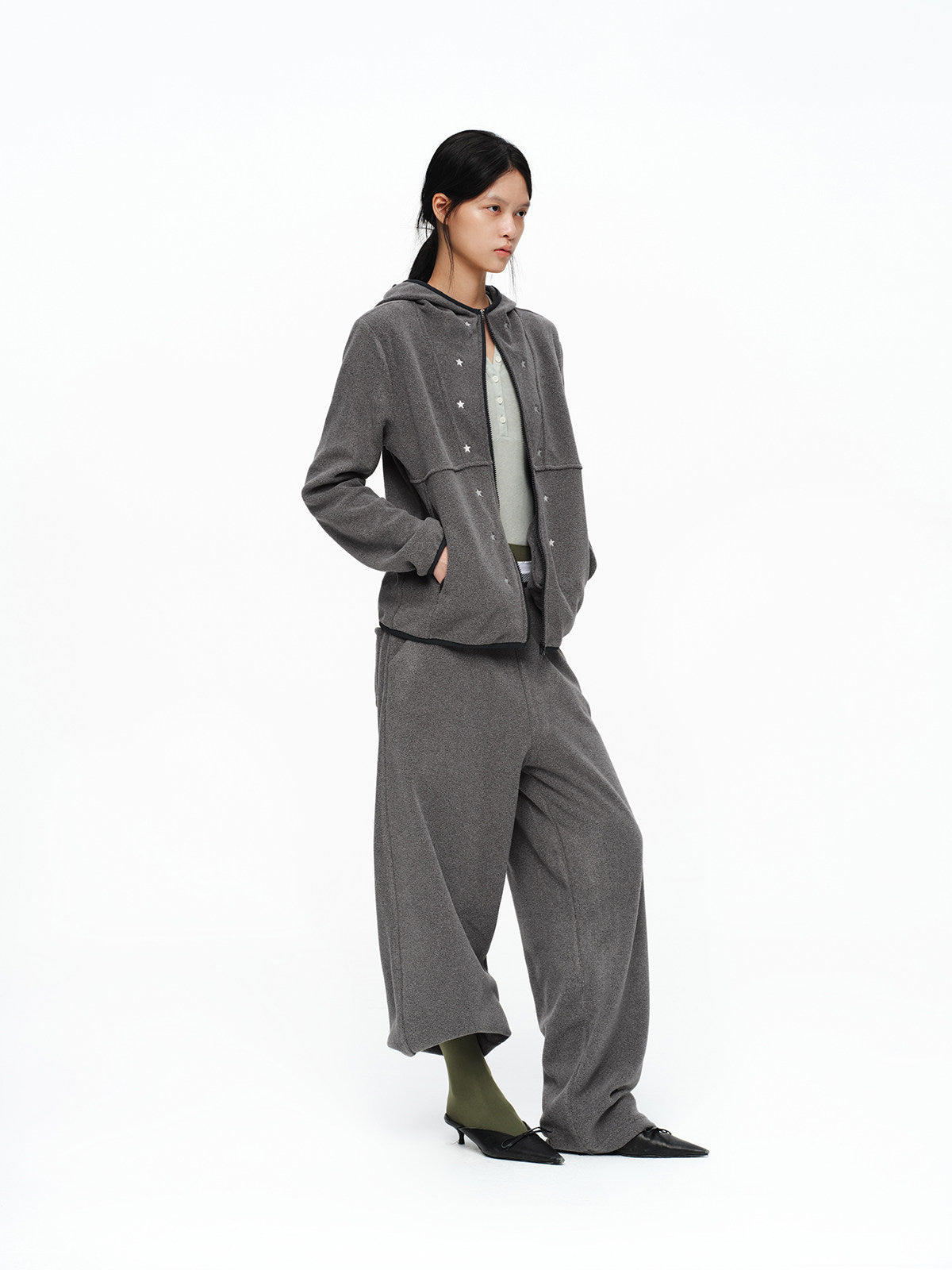 CURVED FLEECE TROUSER PANTS