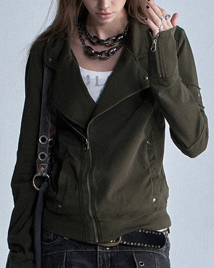 ASYMMETRIC LAPEL PUNK KNIT JACKET