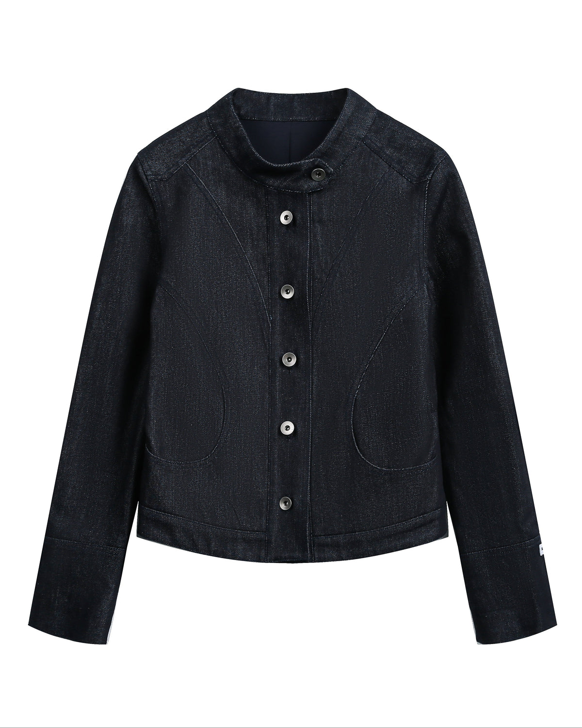 CROPPED STAND COLLAR DENIM JACKET