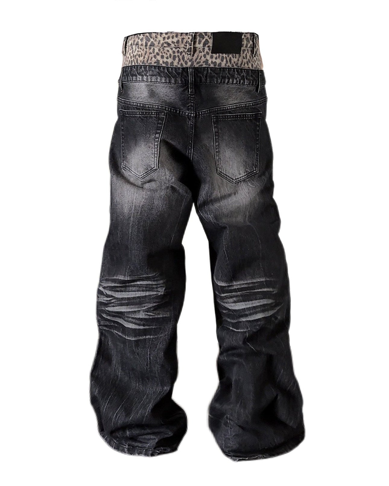 DOUBLE WAIST LEOPARD DENIM