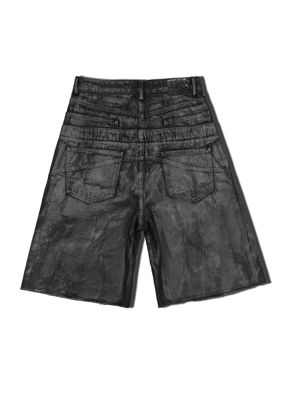 WAXED SNAKESKIN DENIM SHORTS