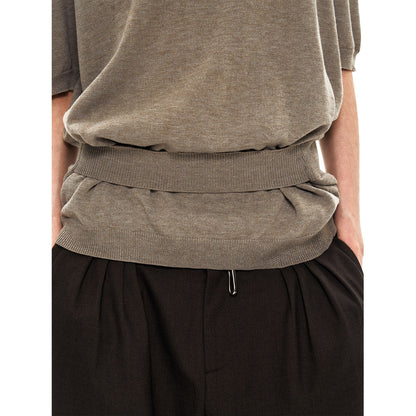 CAMEL FAKE LAYER WOOL TEE