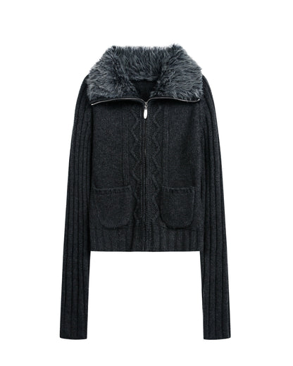 SLIM FIT WOOL LAPEL CARDIGAN