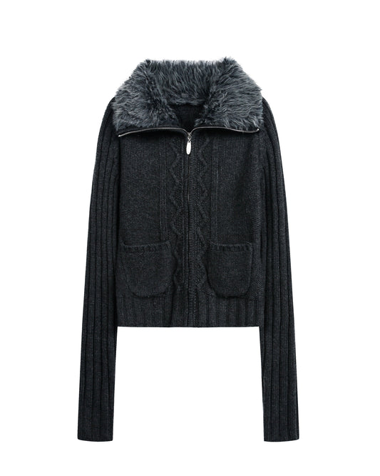 SLIM FIT WOOL LAPEL CARDIGAN