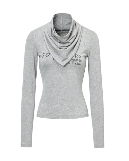 SCARF STACKED U NECK TEE