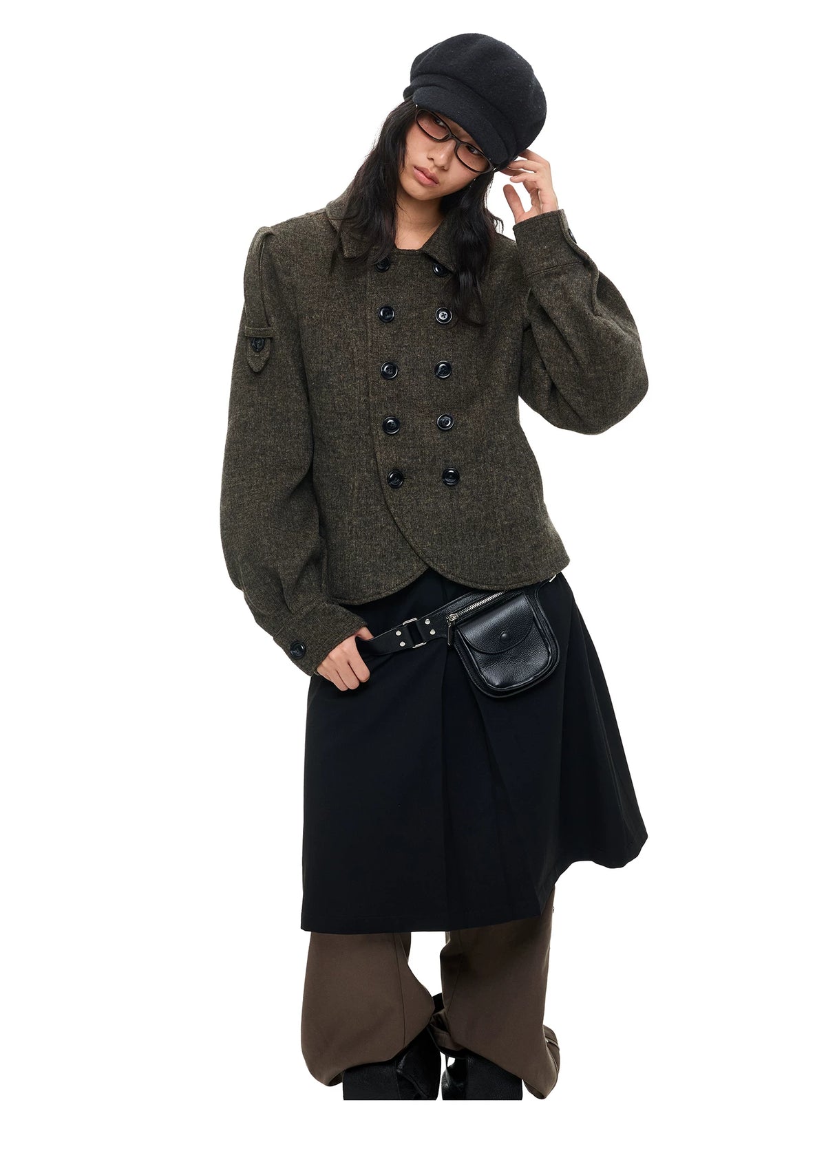 NOIR STRUCTURED SHORT WOOL JACKET