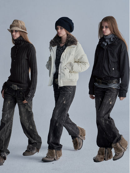 LOW RISE STRAIGHT MULTI-POCKET JEANS
