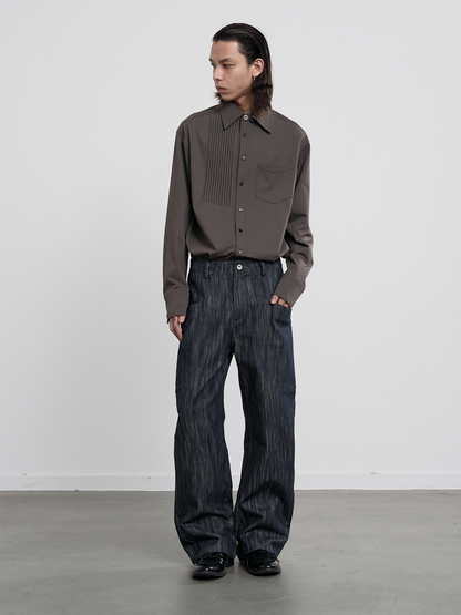 CHESTNUT WOOL CASUAL SHIRT