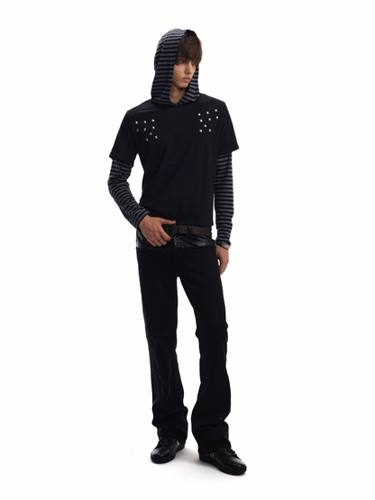 BRUSHED WAX SLIM FLARED JEANS