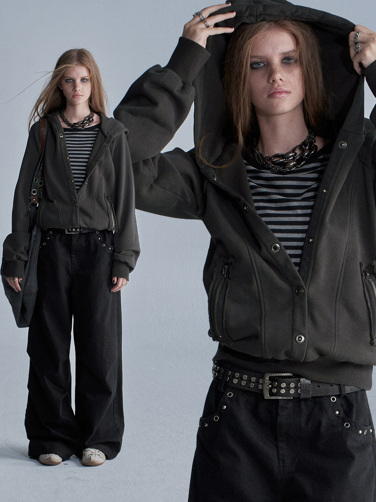 SPLIT ZIP RAGLAN TERRY SWEATSHIRT
