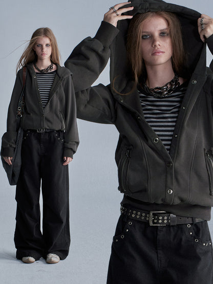 SPLIT ZIP RAGLAN TERRY SWEATSHIRT