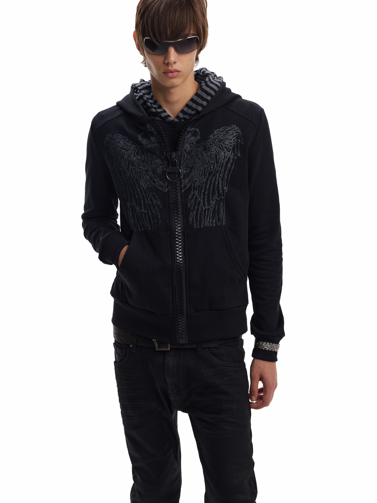 WING GLITTER ZIP SWEATSHIRT