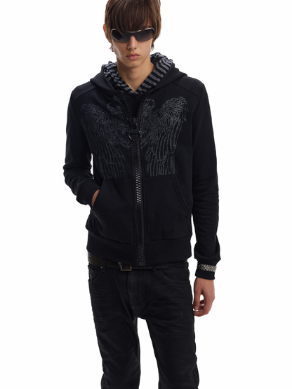 WING GLITTER ZIP SWEATSHIRT