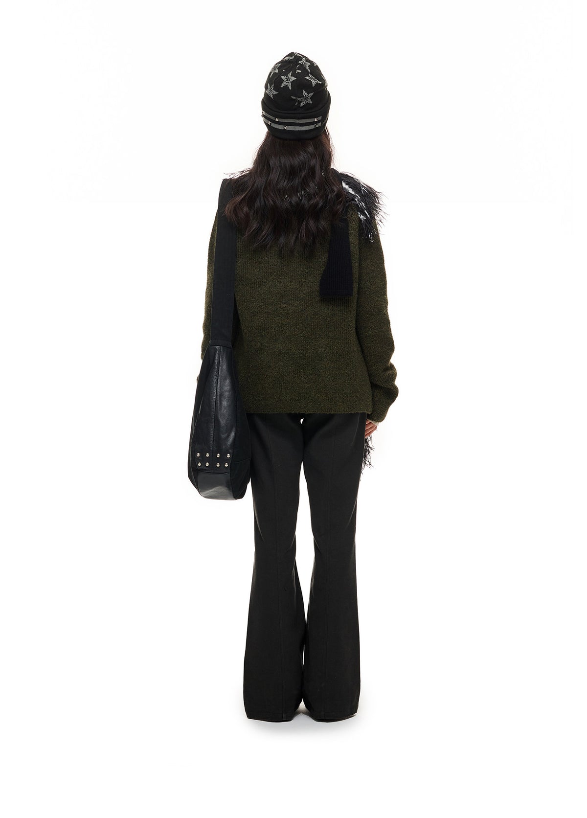 CROSSBODY KNIT STAND COLLAR CARDIGAN