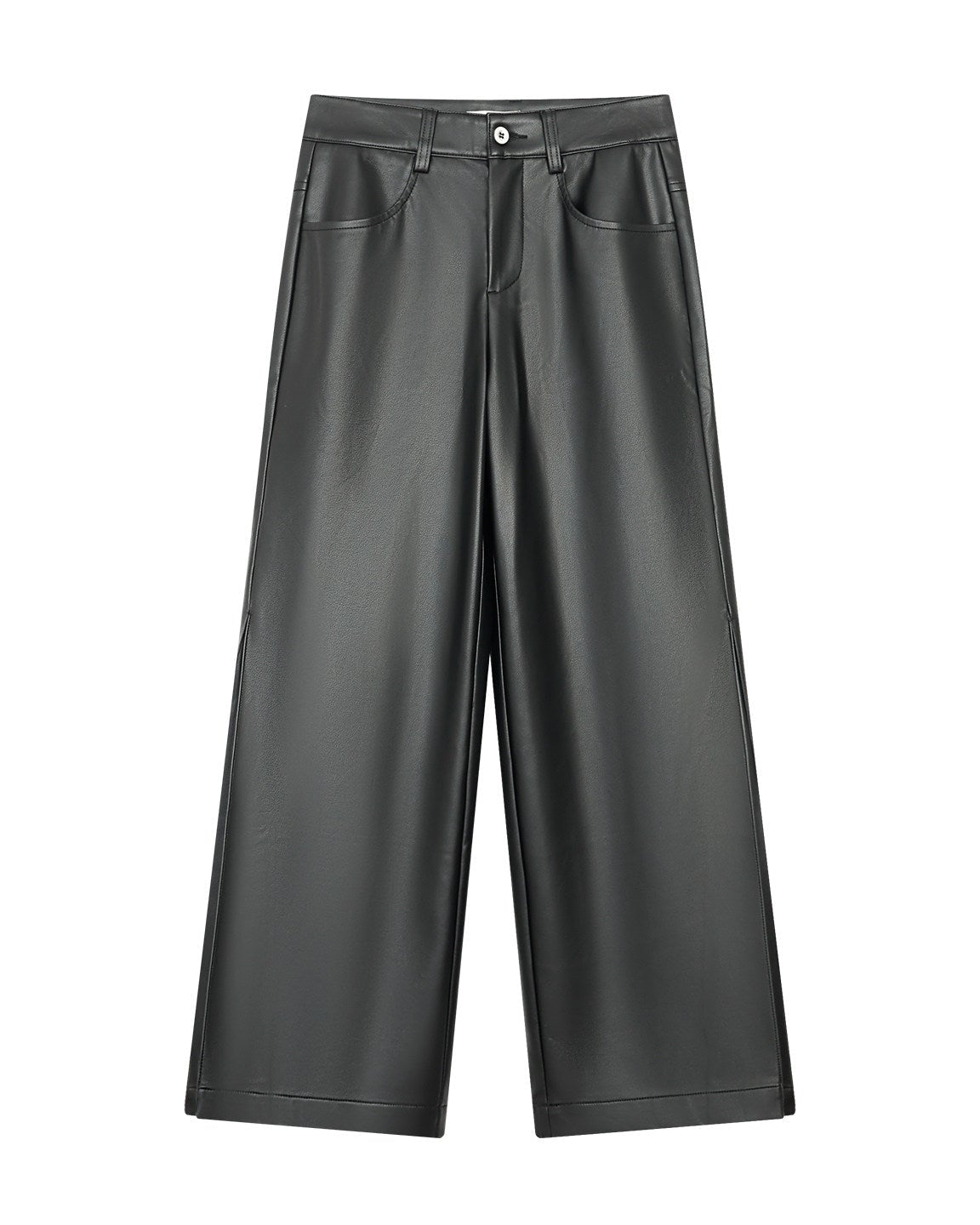 FAUX LEATHER PLEATED SLACKS