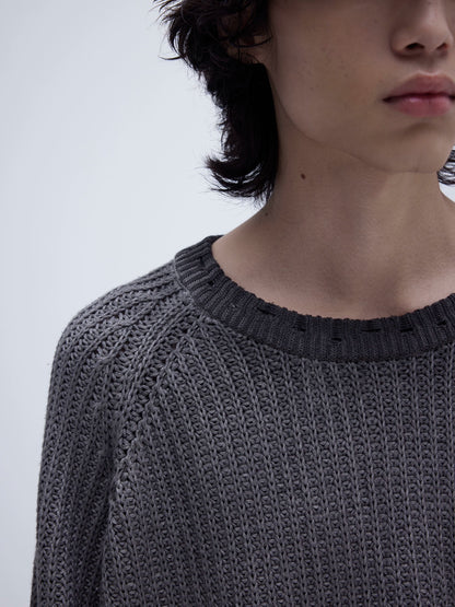GRADIENT DISTRESSED KNIT SWEATER