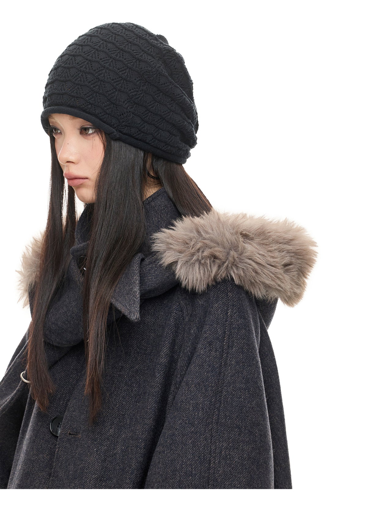TWEED FUR COLLAR OVERCOAT