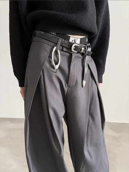 HEAVY-WEIGHT THREE-DIMENSIONAL PLEATED SLACKS