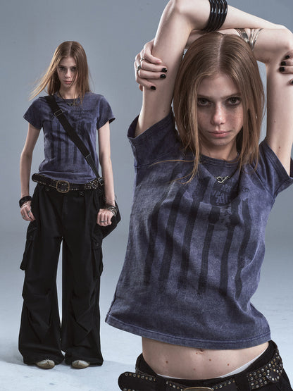 FADED BASS PRINT SPLIT TEE