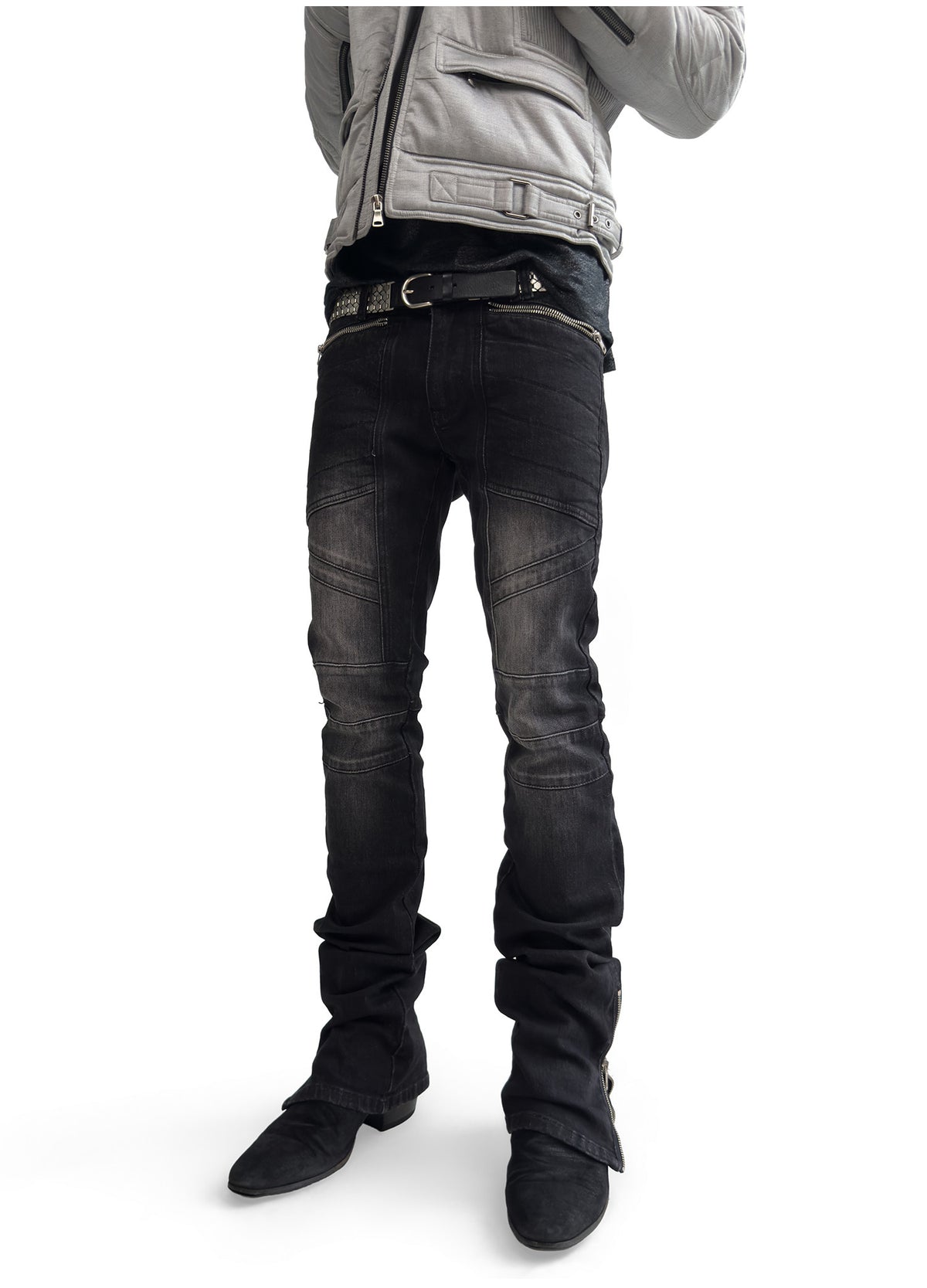 MULTI PANEL ANKLE ZIP JEANS