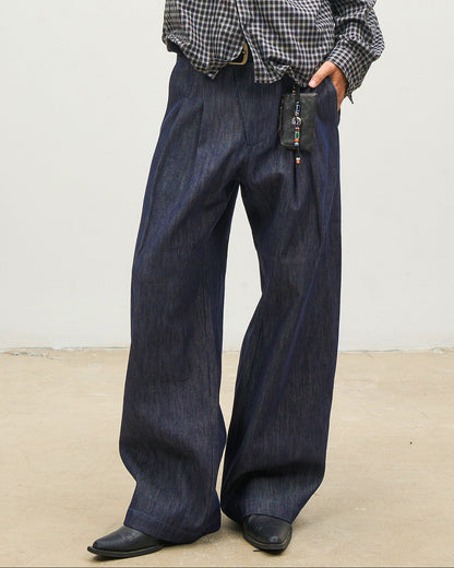 RAW BLUE LOOSE DENIM TROUSERS