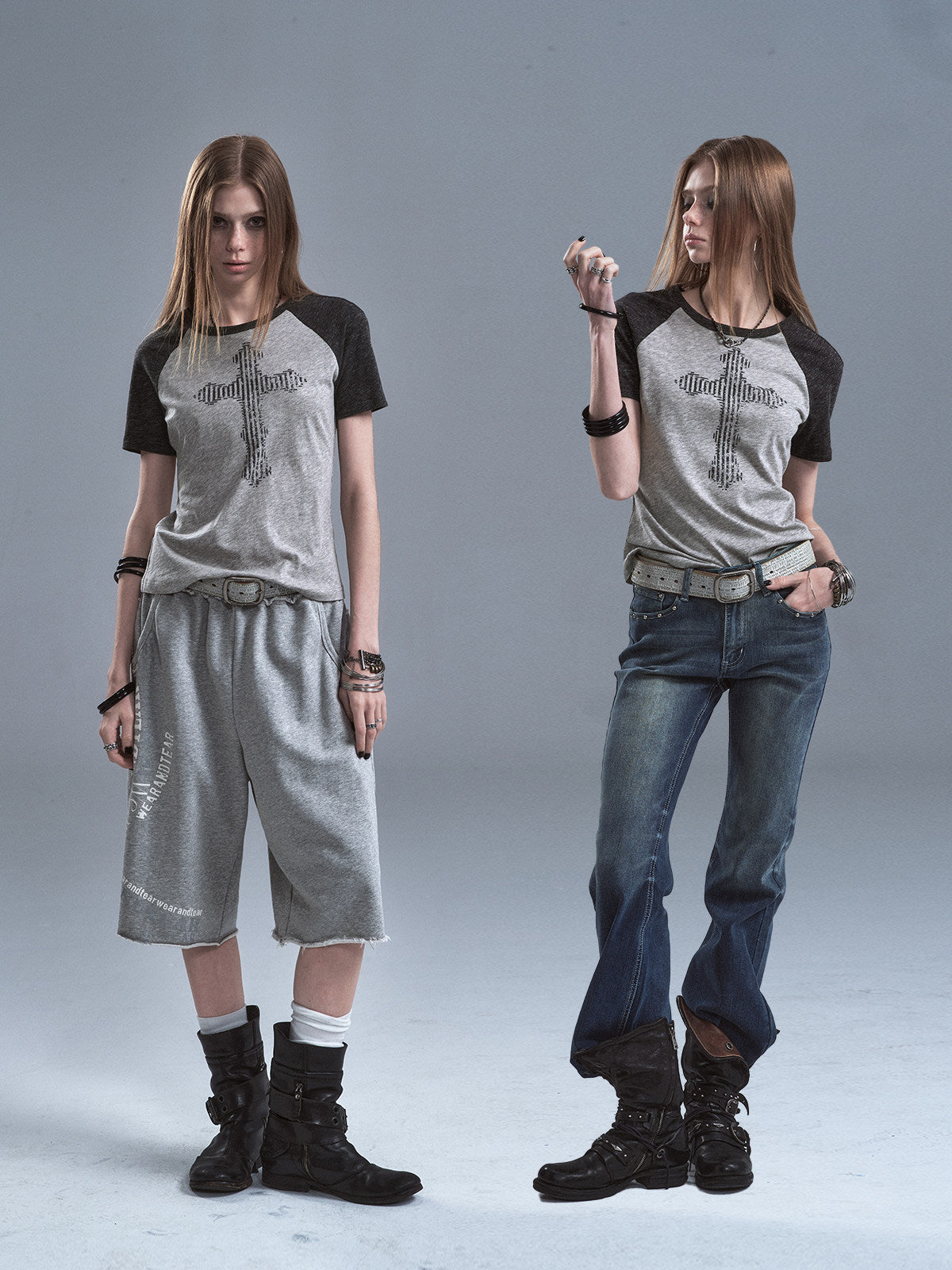 STUDDED CROSS RAGLAN TENCEL TEE