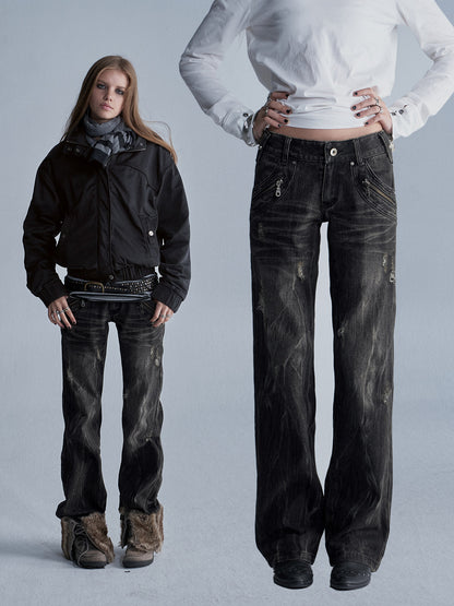 LOW RISE STRAIGHT MULTI-POCKET JEANS