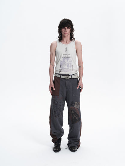 DAGGER GRAPHIC RIBBED TANK