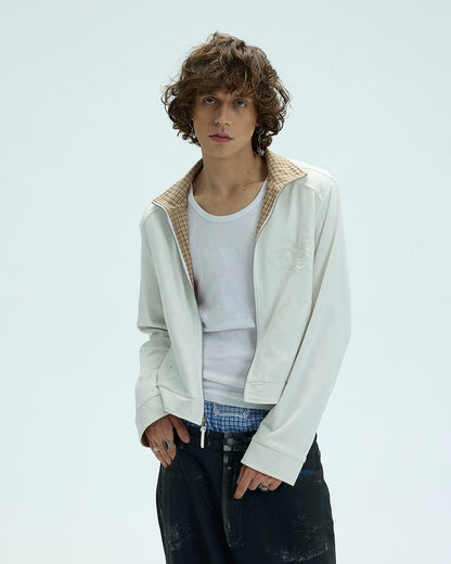 REVERSIBLE PLAID STAND COLLAR JACKET