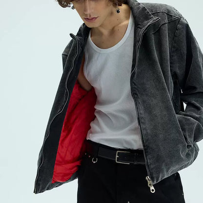 HEAVY WASH RED PADDED JACKET