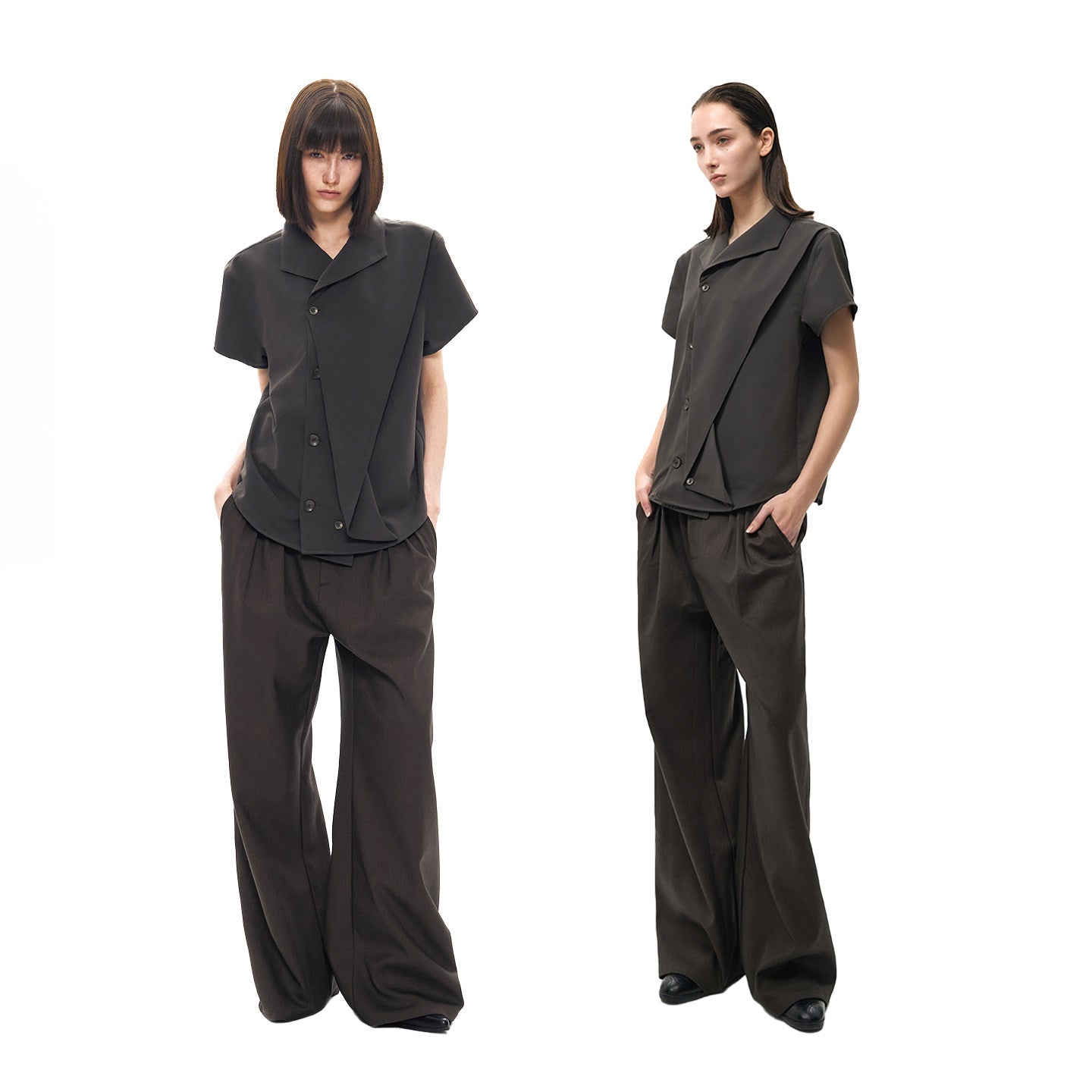 DARK ASH PLEATED SHIRT
