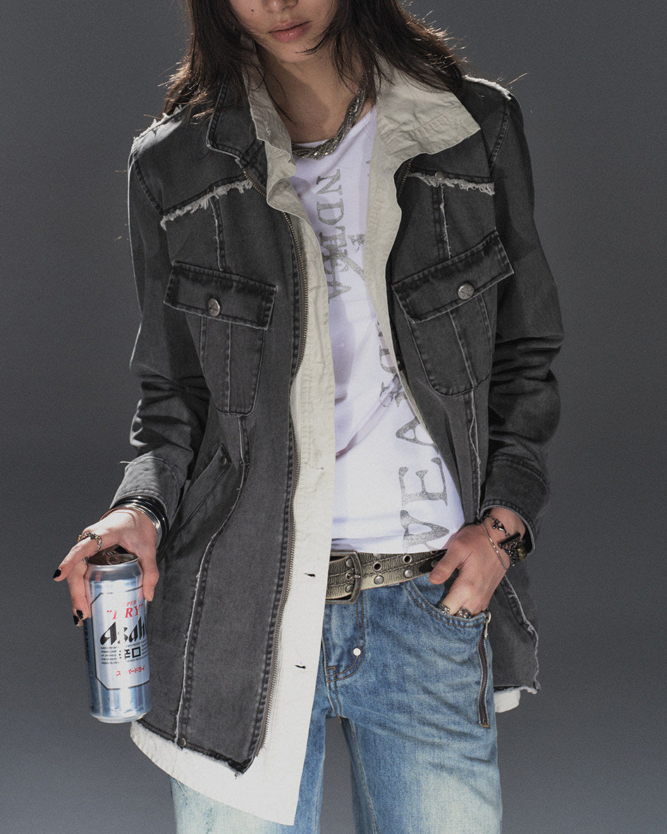 RAW EDGE WASHED LAYERED TRENCH