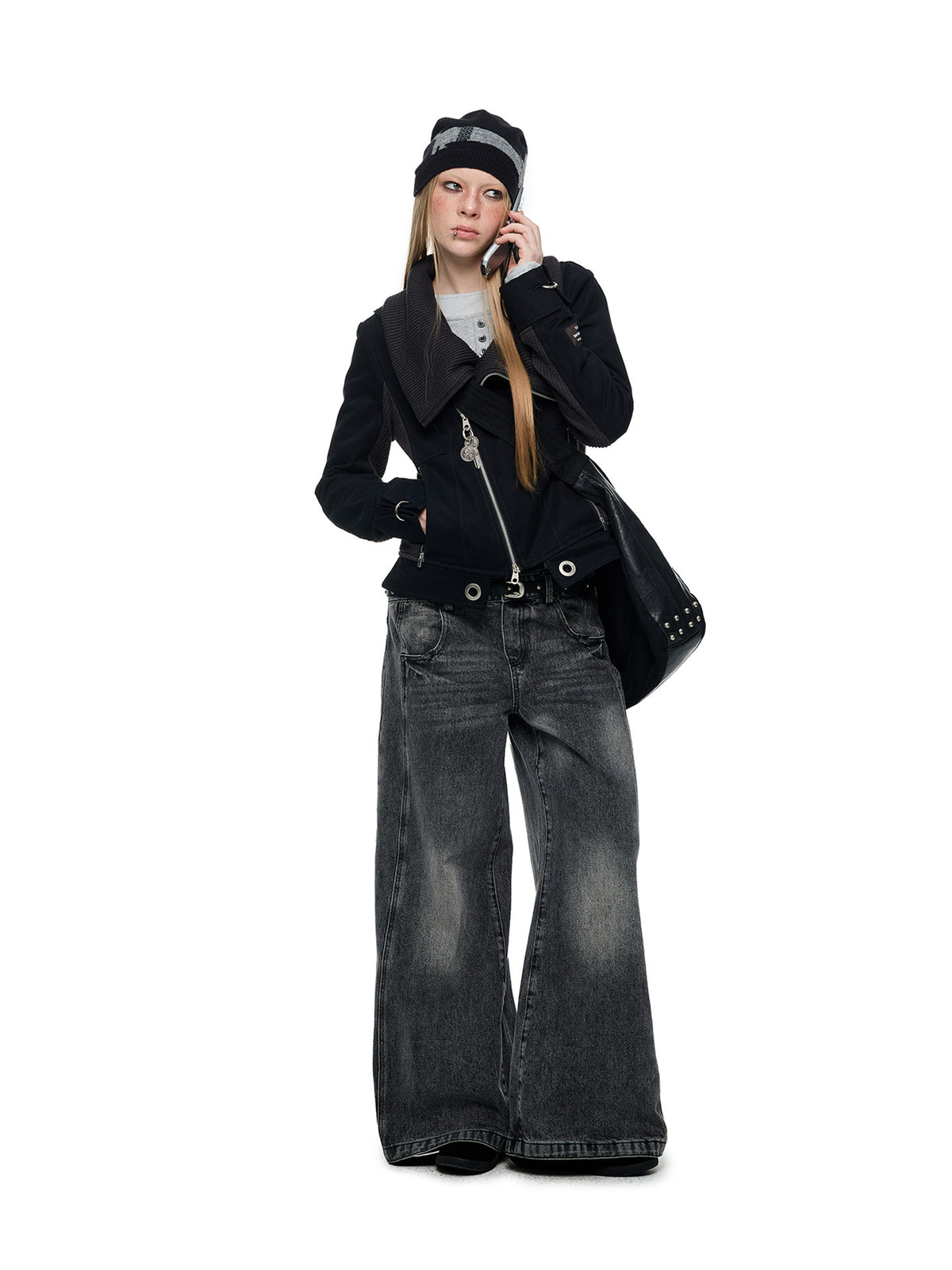 PATCHWORK PILE COLLAR CROPPED JACKET