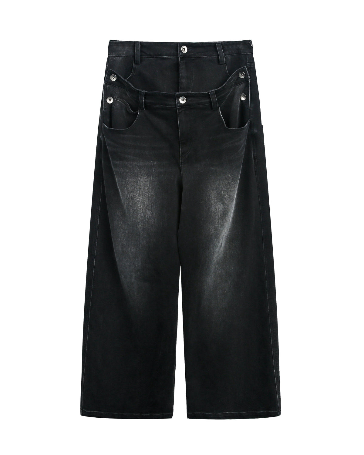 DOUBLE WAIST STRAIGHT CUT JEANS