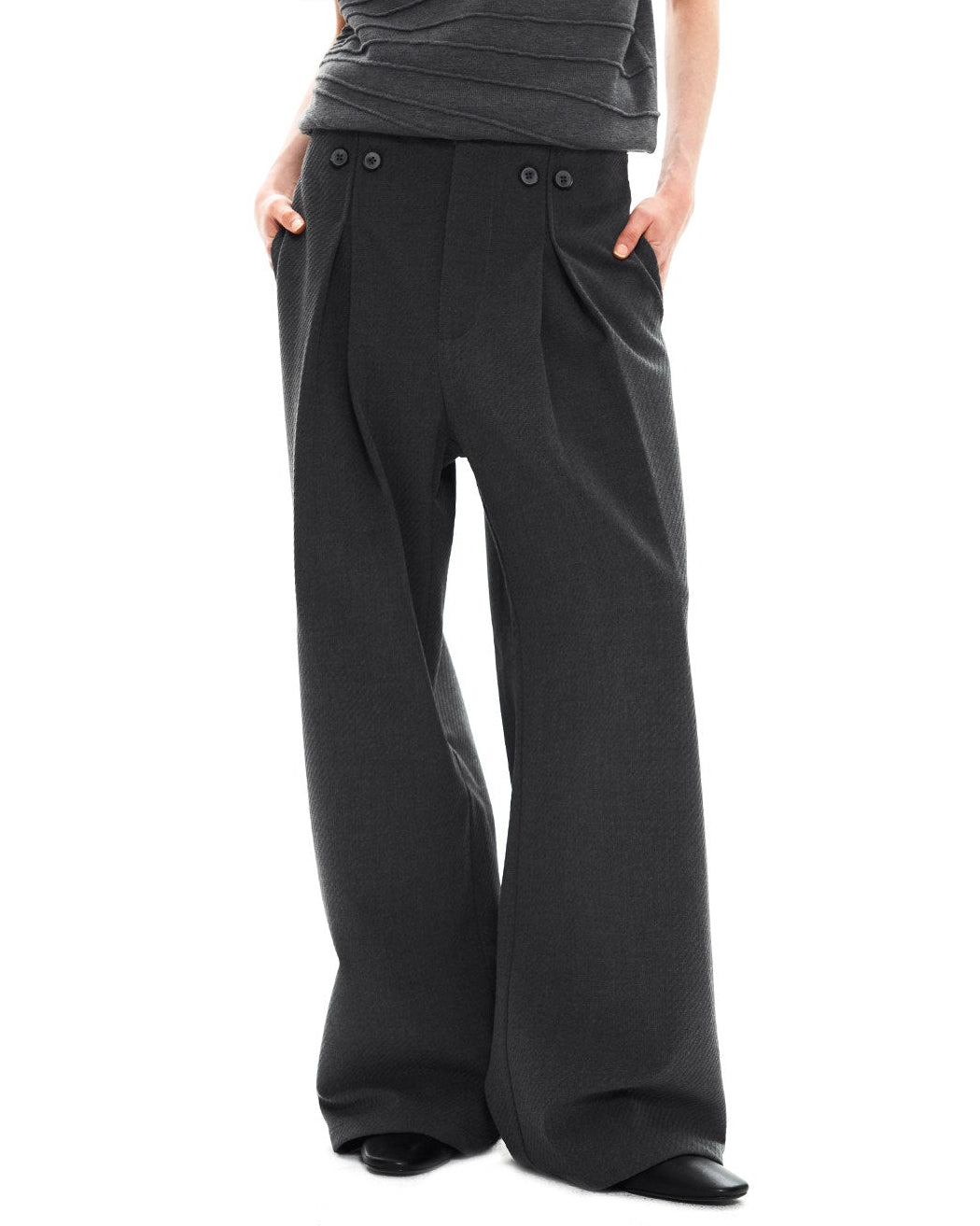 MARL TEXTURE STRAIGHT LEG TROUSERS