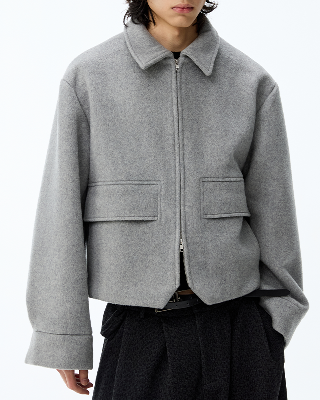 BICOLOR HALF-POCKET WOOL JACKET