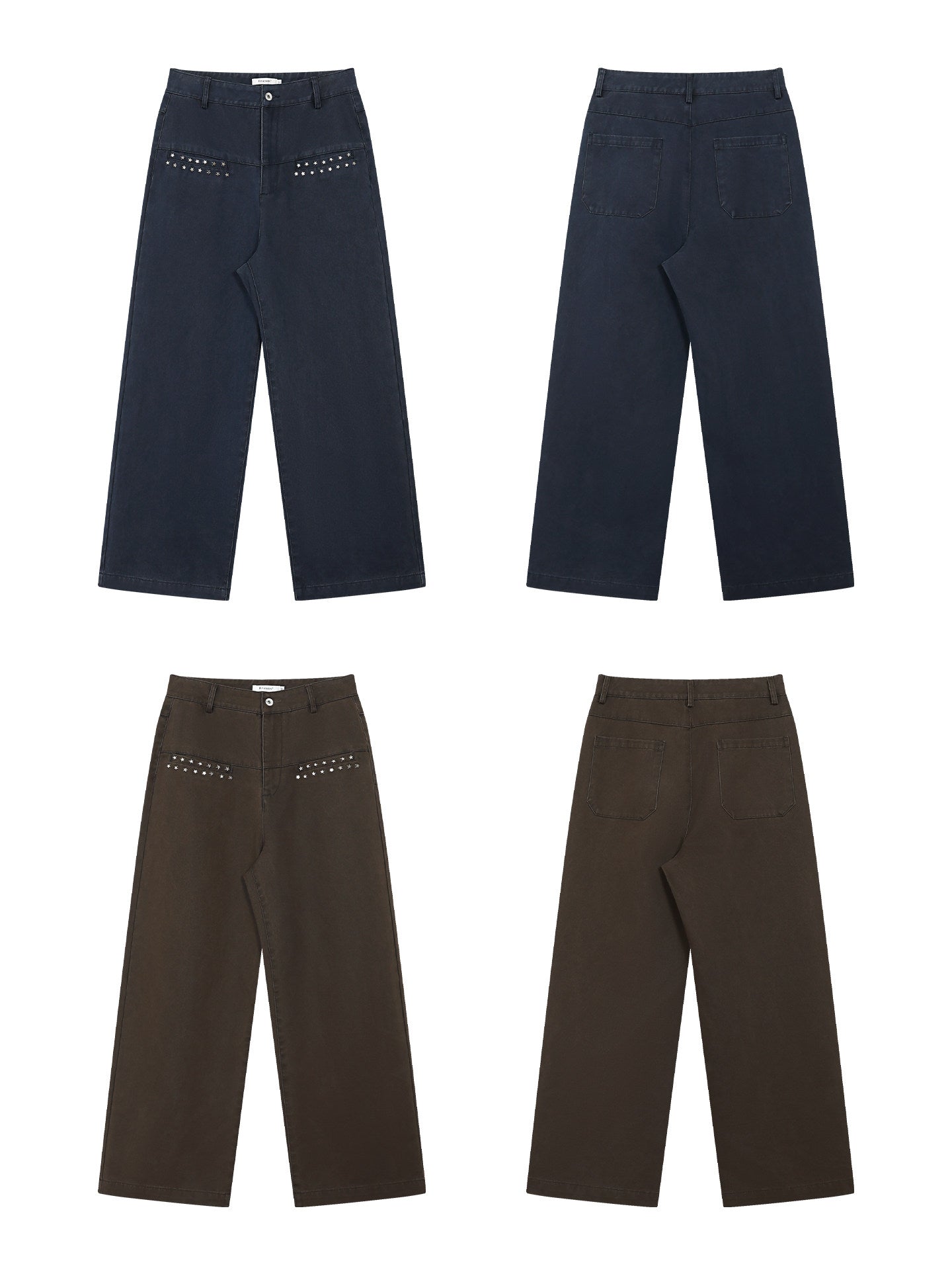 STAR RIVET WASHED LOOSE STRAIGHT CARGO PANTS