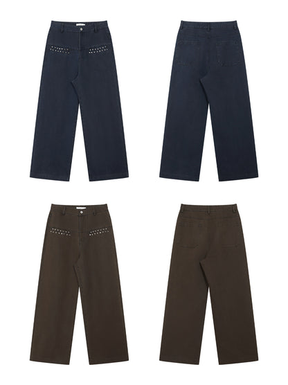 STAR RIVET WASHED LOOSE STRAIGHT CARGO PANTS