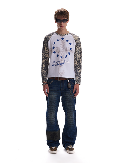 LEOPARD RAGLAN FONT LONG SLEEVE