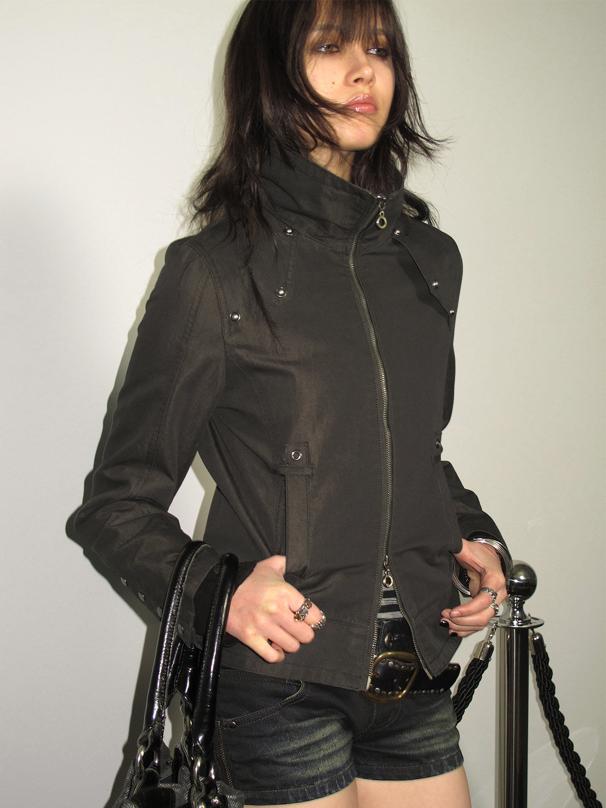DARK METAL HARDWARE SLIM ZIP JACKET