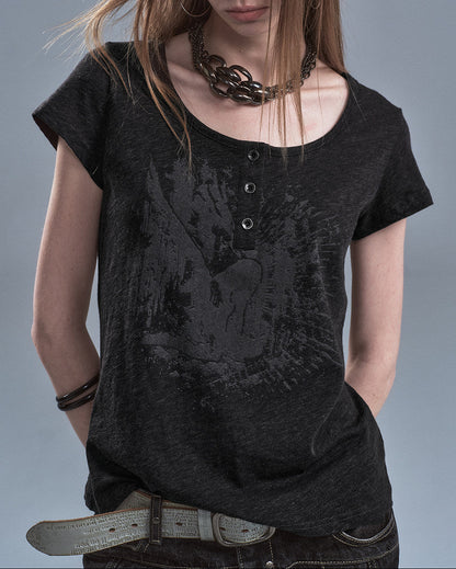 SHADOW PRINT HENLEY TEE