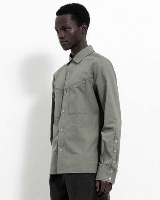 GRAY-GREEN TENCEL SHIRT