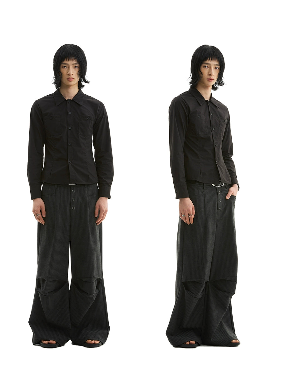 STRIPED DEFORMED SLACKS