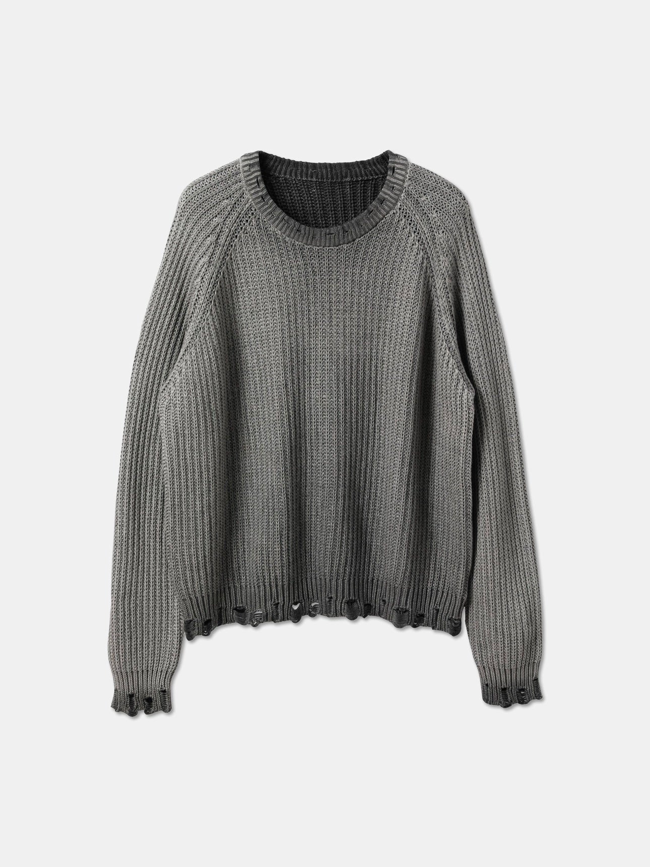 GRADIENT DISTRESSED KNIT SWEATER