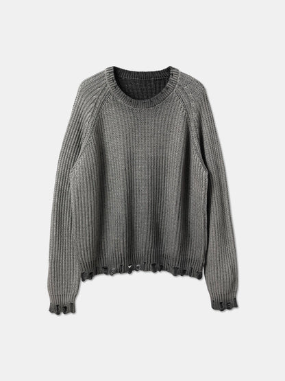 GRADIENT DISTRESSED KNIT SWEATER