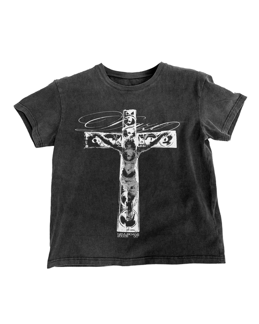 CROSS PRINT WASHED SHORT SLEEVE