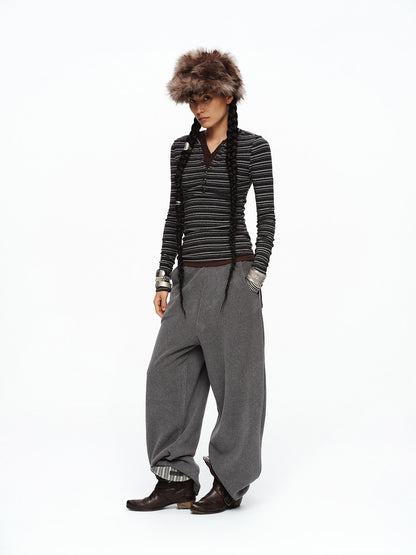 CURVED FLEECE TROUSER PANTS