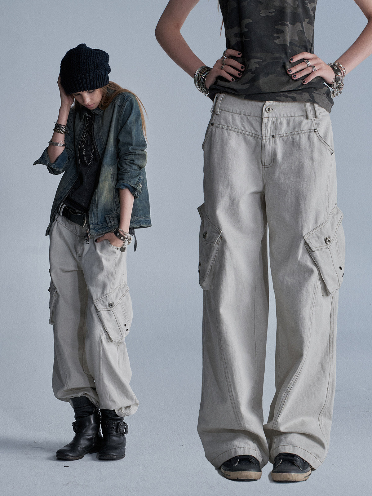 RIVET DETAIL LOOSE CARGO PANTS