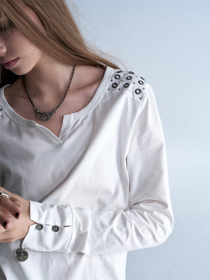 METAL STUD FITTED LONG SLEEVE